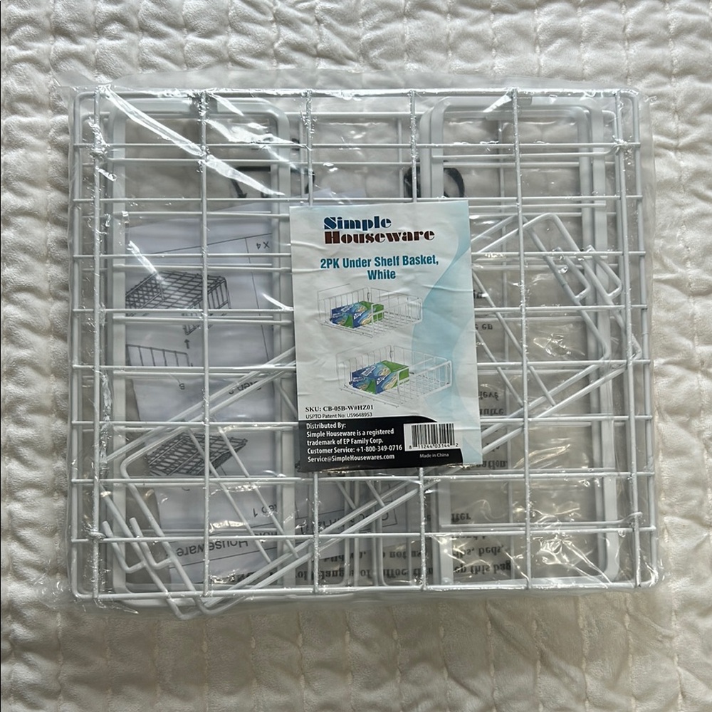 Simple Houseware White Under Shelf Basket 2PK